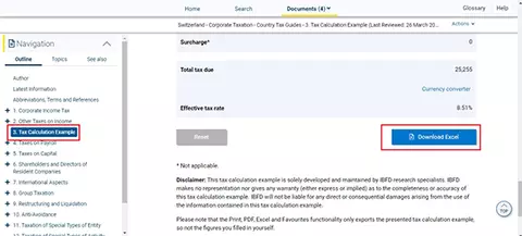 IBFD Tax Calculation Tool 