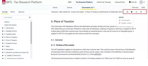 screenshot 2 - Improved Design of Action Buttons on the IBFD Tax Research Platform