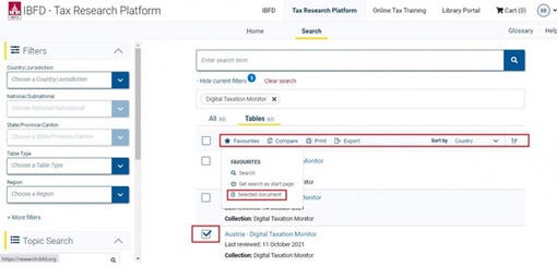 screenshot 1 - Improved Design of Action Buttons on the IBFD Tax Research Platform