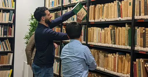 image of students in the library